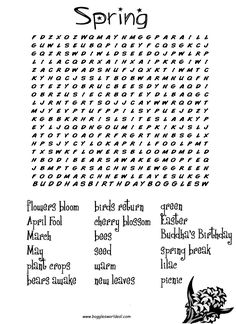 springtime word search