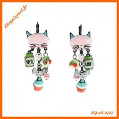 Papillon Boucles d/'Oreilles Chat Gourmand Paris Gris Lol Bijoux Souris