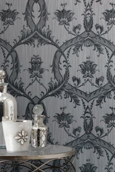 165 Best Grey Wallpapers Images In 2019 Designer Wallpaper Gray A Traditional Clic Damask Design With Sprinkling Of Glitter In Charcoal Grey On