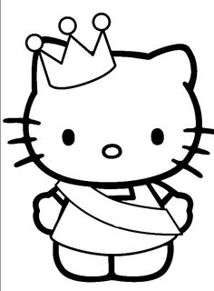 Hello Kitty Was Wearing A Crown Coloring Page
