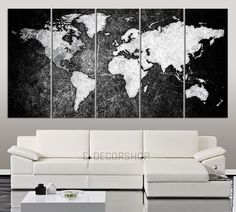Large Canvas Print Black And White World Map By Extralargewallart Large Canvas Print Black And White World Map By Extralargewallart
