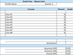 blank report card template