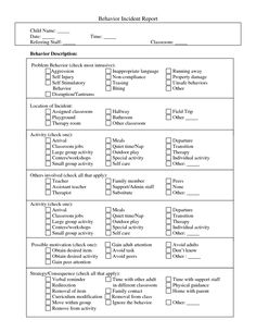 child accident report form child childcare and daycare forms preschool incident report