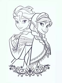 Printable Anna And Elsa Disney Frozen Coloring Pages For Kids