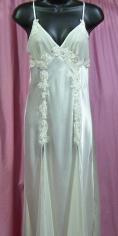 Satin Black Sheer Rhinestones Small Victoria/'s Secret Nightgown
