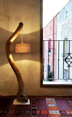 unique floor lamp arc lamp handmade with real wood veneer