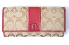 Coach F48810 Signature Stripe Checkbook Wallet Choose Color Retail $228