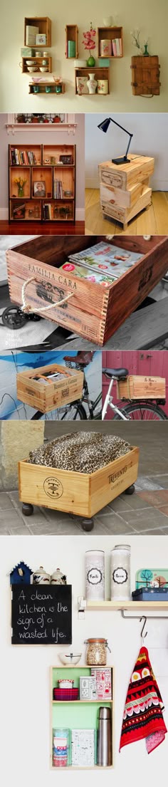 6 x Classique Français en bois vin CAISSES BOÎTES JARDINIERE PANIER tiroirs de stockage///%