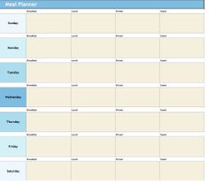 menu planner excel