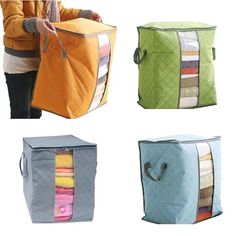 Duvet Blanket Set of 2,Grey, XL Foldable Underbed Storage Bag for Comforters Bedding LH Oxford Fabric Large Capacity Under Bed Storage Bags with Clear Window
