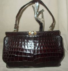 The 366 Best Vintage Alligator Crocodile And Skin Handbags Beautiful Large Vintage 1930 S Art Deco Fassbender Brown Crocodile Skin Handbag By Vintagehandbagdreams On Etsy