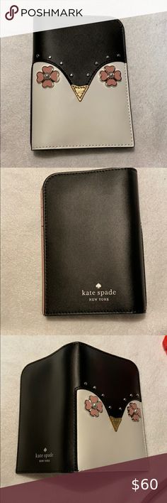 Kate Spade New York Shore Street Lacey Wallet Zip around Black Beige Dots NWT