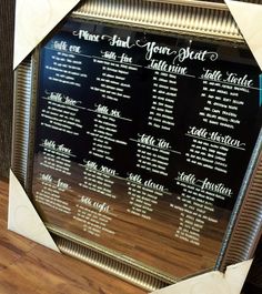 Frameless Mirror for Wedding Seating Charts 200 guests or less