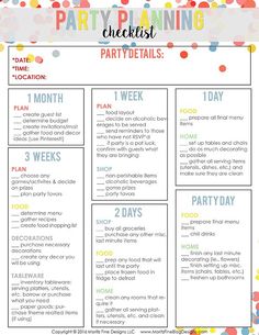 free printable party checklist party ideas pinterest birthday