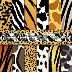 Magnets or Scrapbook Flair Zebra Print Cow Print Giraffe Print Tiger Print Kitchen Decor Set Of 6 Animal Print 1.25 or Pinback Buttons