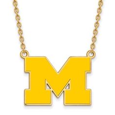 925 Sterling Silver Rhodium-plated Laser-cut University of Minnesota Large Enameled Pendant