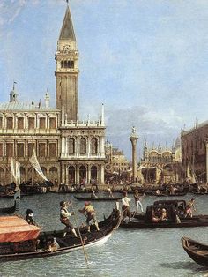 LOCK DOCK DOLO VENICE ITALY ITALIAN CANALETTO PAINTING ART REAL CANVAS PRINT