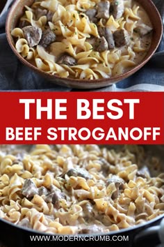 This is the best beef stroganoff! It is full of flavor, creamy and has super tender beef. Beef Stroganoff | Easy and Delicious Family Friendly Recipes | Arizona | Modern Crumb #dinner #beefrecipes #beefstroganoff #pasta #onepandinners
