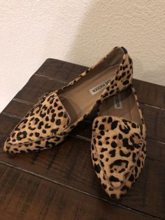 Womens Ladies Studded Flat Low Heel Bow Leopard Loafers Shoes Pumps Size GRIP