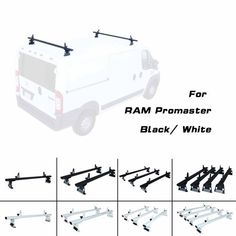 Chevy City Express 2013-2017 Aluminum 2 Bar 50/" Van Roof Ladder Rack Black