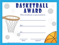 basketball certificate of participation template awards basketball certificate ideas