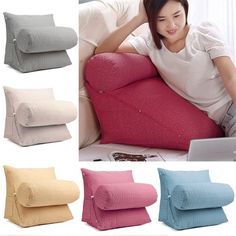 MAIYU-MY Triangular Wedge Cushion Bed Backrest Positioning Support Pillow Reading Pillow for Daybed Office Lumbar Pad with Removable Cover Orange,S-Twin?60cm?