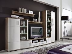 wohnwand holz dunkel, wohnzimmer schrankwand aus wildeiche massivholz 310 cm (4-teilig, Design ideen
