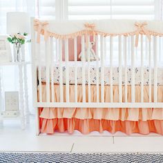 43 Best Peach Baby Bedding Nursery Inspiration Images Crib Peach Crib Bedding Navy Baby Cribs