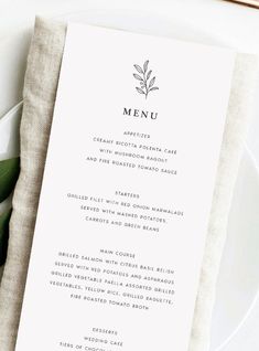 Script Custom Colors Available Classic Elegant Wedding Reception Dinner Menu Personalized Wedding Menu Card