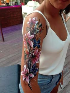 ART Body - Tattoo's - Braccio - TattooViral.com | Your Number One source for daily Tattoo designs, Ideas & Inspiration Lillies Tattoo, Lily Tattoo, Sleeve Tattoos For Women, Up Tattoos, Half Sleeve Tattoo, Pretty Tattoos