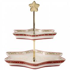 Villeroy /& Boch Toys Fantasy Fuente para Tarta Rectangular Trineo Porcelana Premium Verde//Rojo