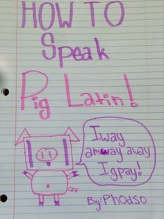 learn how to speak pig latin