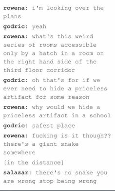 There Is No Snake What Are You Guys Talking About Shoving A Basilisk Down The Stairs