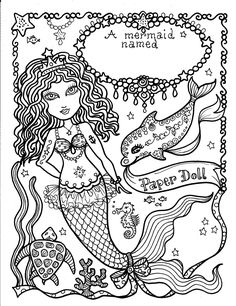 mermaid paper doll 5 pages to color and cut and by chubbymermaid