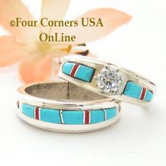 size 8 14 turquoise red coral engagement bridal wedding ring set native american wilbert muskett jr ws 1648 - Native American Wedding Rings size 8 14 turquoise red coral engagement bridal wedding ring set native american wilbert muskett jr ws 1648 - Native American Wedding Rings