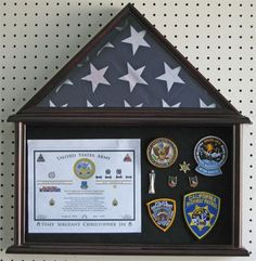 Military Medal Shadow Box with Glass Front and 4x 6 Picture Frame Mahogany Bey-Berk Custom Personalized American Flag Display Case for 5 x 9.5 Burial Memorial Flag