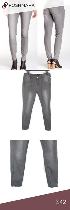 New LUCKY BRAND Moto Jean Charlie Super Skinny Gray Stretch Ankle Zip Size 8 10