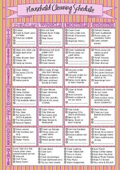 daily weekly monthly cleaning list