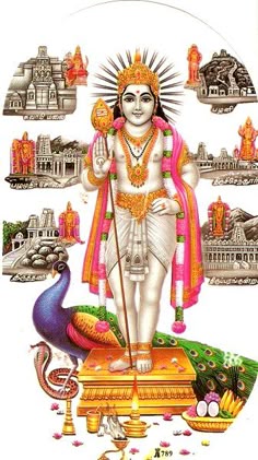 seven unknown facts about lord kartikeya madras temple gods and goddess swamy picture and the famous palani hill temple in the background