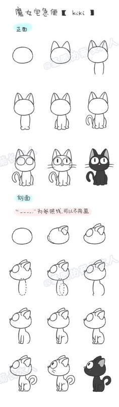 “花菊的日记插画教室⑥---kiki” Drawing Lessons, Методы Рисования, Советы По Рисованию, Рисунки Животных, Гриффонаж, Уроки Рисования, Уроки Рисования