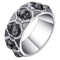 Sping Jewelry Jack Nightmare Before Christmas Retro Ring Titanium Steel Punk Band for Unisex