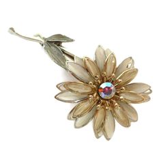 Antique Button…Big Blue Glass Shape with Sweet Enamel Pink Roses /& Green Leaves