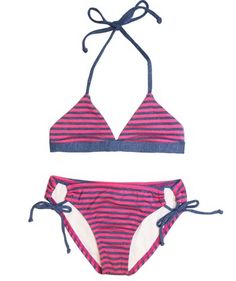 Splendid Girls Bandeau Bra with Straps and Cutout Bikini Bottom Swimsuit Set