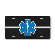 PARAMEDIC License Plate STAR OF LIFE Version Heart Monitor