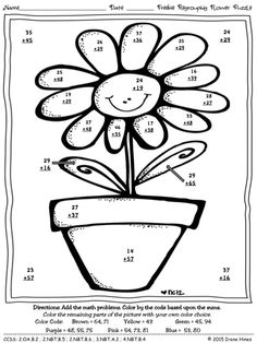 FREEBIE Spring Summer Seasonal Math Printables Color By The Code Puzzles