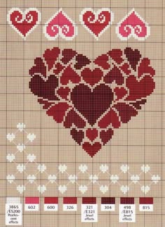 Love these Cross stitch hearts: