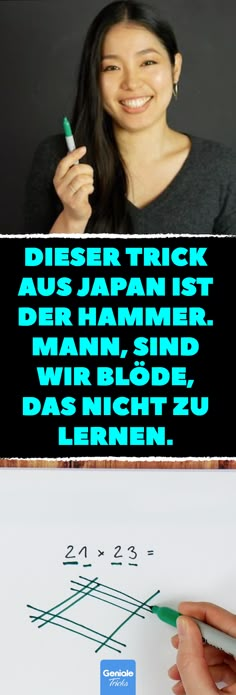 Dieser Trick aus Japan ist der Hammer. Mann, sind wir blöde, das nicht zu lernen. Multiplizieren kann so einfach sein - mit dieser Methode aus Japan. #tipp #mathematik #einfach #methode #multiplizieren #japan Maths, Learning, Multiplication, Life Hacks, Teaching, Trick, Math Activities, Easy Learning, Math