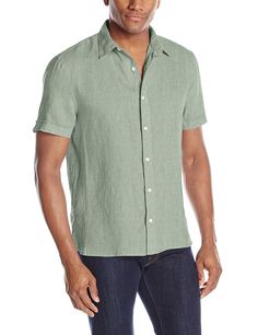 John Varvatos Artisan Men/'s Short Sleeve Marbled Crew Tee Shirt Linen Dark Grey