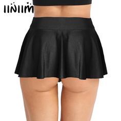 Simili Cuir Bustier Mini Jupe Femme PVC super Taille Haute Vinyle Fête Filles près du corps