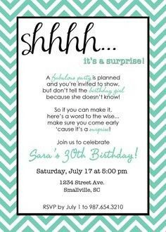 surprise birthday invites wording